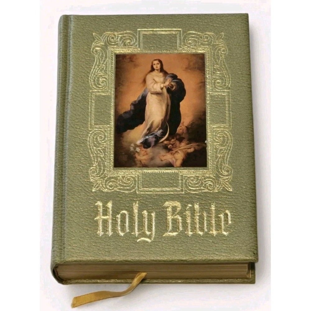 Vintage 1969 Catholic Holy Bible Illustrated Religious Art Family Bible